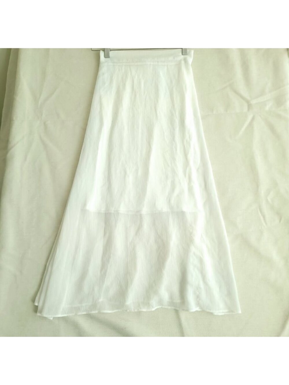 By The Shew White Lace Ruched Elastic Elastic Waist Maxi Skirt (Free)